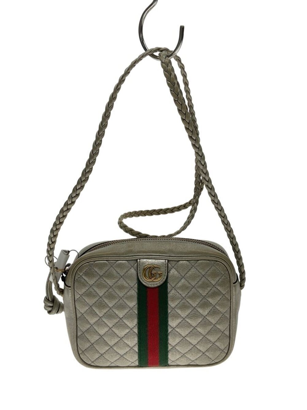 Gucci Shoulder Bag GG Marmont Quilted Leather Silver